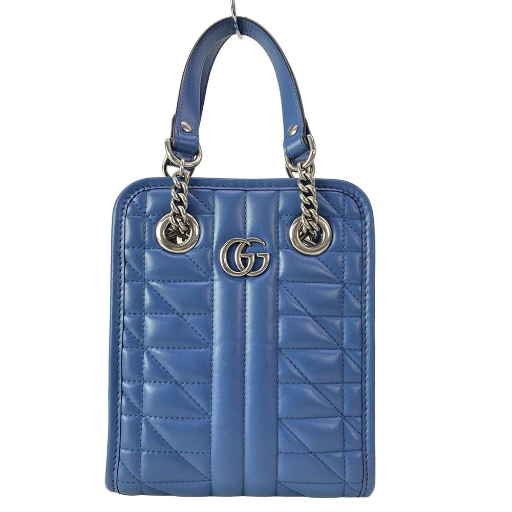 Gucci Gg Marmont Blue Leather Tote Bag #304263G10B